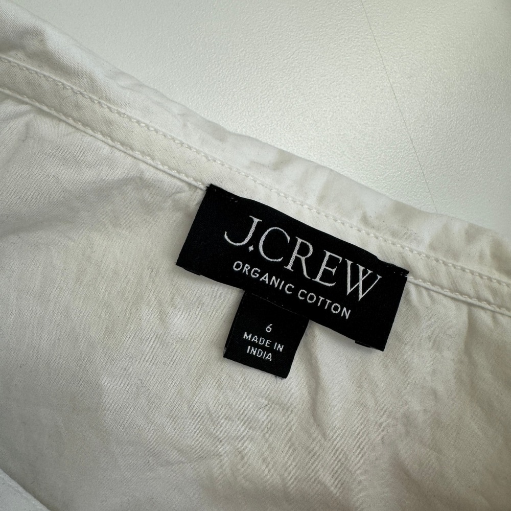 J.Crew Blouse Womens 6 White Peter Pan Collar Ruffle Organic Cotton BT732 - Picture 5 of 10